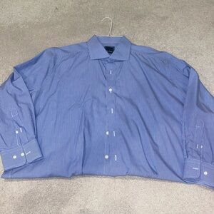 David Donahue men’s Blue White plaid button down shirt size 18